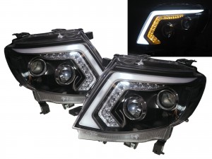 CrazyTheGod Ranger T6 2012-2015 Pickup 2D LED Bar Projector Headlight Headlamp Black for FORD LHD