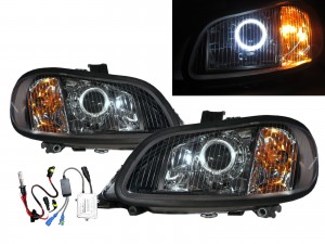 CrazyTheGod M2 2002-Present Truck 2D Guide LED Angel-Eye Projector HID Headlight Headlamp Black for Freightliner RHD