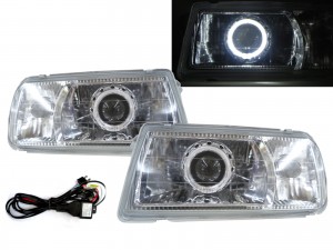 CrazyTheGod Tracker First generation 1988-1998 Convertible/SUV 2D/4D Guide LED Angel-Eye Projector Headlight Headlamp Chrome V2 for CHEVROLET CHEVY RHD