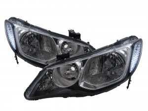 CrazyTheGod Civic Eighth generation 2006-2011 Sedan 4D Clear Headlight Headlamp Black Russia/South Africa/ASIA/JAPAN/Australia for HONDA LHD