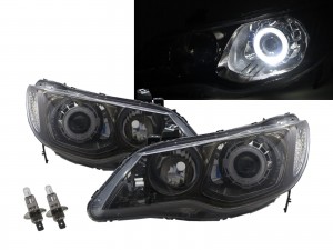 CrazyTheGod Civic Eighth generation 2006-2011 Sedan 4D Guide LED Angel-Eye Projector Headlight Headlamp W/ Motor Smoke Taiwan for HONDA LHD
