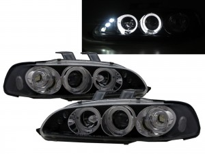 CrazyTheGod CIVIC EG/EH/EJ Fifth generation 1992-1995 Sedan 4D Angel-Eye Projector Headlight Headlamp Black for HONDA RHD