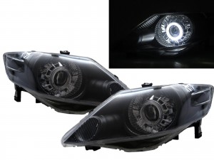 CrazyTheGod Fit/Aria GD6 First generation 2004-2007 Sedan 4D Guide LED Angel-Eye Projector Headlight Headlamp Black for HONDA RHD