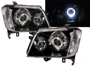 CrazyTheGod Colorado RC First generation 2008-2012 FACELIFT Pickup 4D Guide LED Angel-Eye Projector Headlight Headlamp Black for HOLDEN LHD