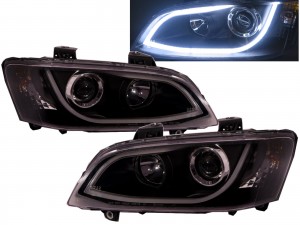 CrazyTheGod Commodore VE Fourth generation 2006-2009 Pre-Facelift Sedan/Wagon/Pickup Truck/Ute/Bakkie/Coupe 2D/4D/5D LED Bar R8Look Headlight Headlamp Black V2 for HOLDEN RHD