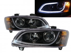 CrazyTheGod Commodore VE Fourth generation 2010-2013 Facelift Sedan/Wagon/Coupe 2D/4D/5D LED Bar R8Look Headlight Headlamp Black for HOLDEN LHD