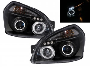 CrazyTheGod TUCSON JM First generation 2004-2009 SUV 5D LED Halo Projector Headlight Headlamp Black for HYUNDAI RHD