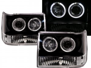 CrazyTheGod Grand Cherokee ZJ First generation 1993-1998 SUV 5D Angel-Eye Projector Headlight Headlamp Black V1 for JEEP RHD