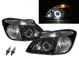 CrazyTheGod Pride 2005-2011 Sedan/Hatchback 4D/5D Guide LED Angel-Eye Projector Headlight Headlamp Black EU for KIA RHD