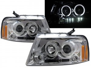 CrazyTheGod Mark LT First generation 2006-2008 Pickup 2D/4D Angel-Eye Projector Headlight Headlamp Chrome for LINCOLN RHD