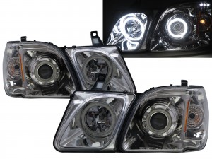 CrazyTheGod LX LX470 J100 Second generation 1998-2007 SUV 5D Halo Projector Headlight Headlamp Chrome for LEXUS LHD