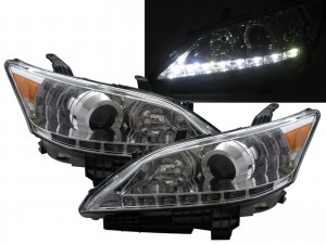 CrazyTheGod ES XV40 Fifth generation 2006-2009 PRE-FACELIFT Sedan 4D LED Bar Projector Halogen Headlight Headlamp Chrome for LEXUS LHD