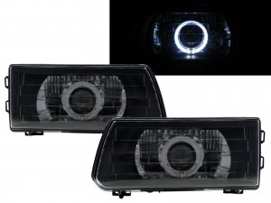 CrazyTheGod Delica L300 1999-present VAN/Pickup 2D/4D Guide LED Angel-Eye Projector Headlight Headlamp Black for Mitsubishi LHD