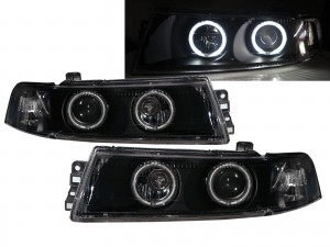 CrazyTheGod Lancer EVO EVOLUTION EVO 6 Sixth generation 1998-2001 Sedan 4D Halo Projector Headlight Headlamp Black for Mitsubishi RHD