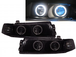 CrazyTheGod LANCER EVOLUTION EVO 6 Sixth generation 1998-2001 Sedan 4D CCFL Projector Headlight Headlamp Black V2 for Mitsubishi LHD