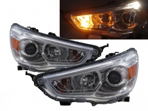 CrazyTheGod Outlander Sport Third generation 2010-Present SUV 5D Halogen Projector Headlight Headlamp W/ Motor Chrome V2 for Mitsubishi RHD