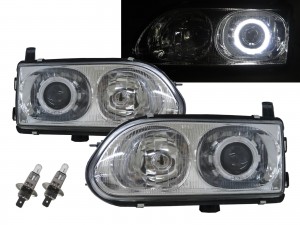 CrazyTheGod Space Gear L400 Fourth generation 1998-2007 Minibus/VAN/Pickup 2D/4D Guide LED Angel-Eye Headlight Headlamp Chrome for Mitsubishi LHD