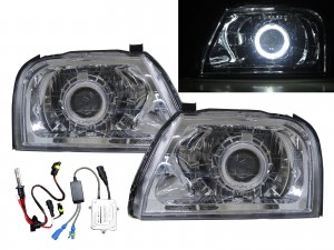 CrazyTheGod TRITON L200 1996-2001 Wagon/Pickup 2D/4D/5D Guide LED Angel-Eye Projector HID Headlight Headlamp Chrome for Mitsubishi RHD