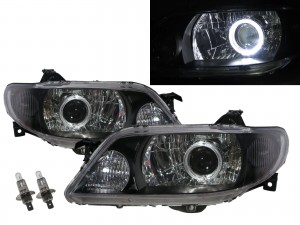 CrazyTheGod Allegro BJ Eighth generation 2001-2003 Facelift Sedan/Hatchback/Wagon 4D/5D Guide LED Angel-Eye Projector Headlight Headlamp Black for MAZDA RHD