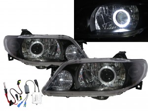 CrazyTheGod Astina BJ Eighth generation 2001-2003 Facelift Sedan/Hatchback/Wagon 4D/5D Guide LED Angel-Eye Projector HID Headlight Headlamp Black for MAZDA LHD