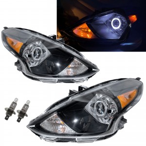 CrazyTheGod Almera N17 2014-2020 Facelift Sedan 4D Guide LED Angel-Eye Projector Halogen Headlight Headlamp Black US V2 for NISSAN RHD