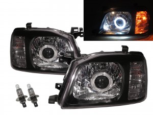 CrazyTheGod NAVARA D22 First generation 2007-Present Pickup 4D Guide LED Angel-Eye Projector Headlight Headlamp Black China for NISSAN RHD