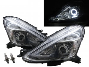 CrazyTheGod Grand Livina L11 Second generation 2013-Present MPV 5D Guide LED Angel-Eye Projector Headlight Headlamp W/ Motor Chrome for NISSAN RHD
