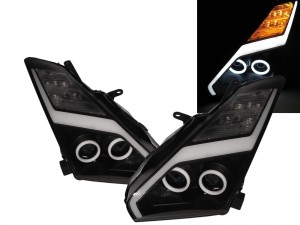 CrazyTheGod Skyline R35 2007-2019 Coupe 2D Cotton Halo Projector Headlight Headlamp Black for NISSAN RHD