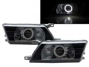 CrazyTheGod Sentra B14 Fourth generation 1995-1999 Sedan 4D Guide LED Angel-Eye Projector Headlight Headlamp Black for NISSAN RHD