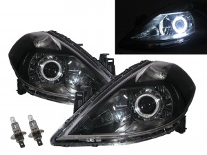 CrazyTheGod TIIDA C11 First generation 2008-2012 Facelift Sedan/Hatchback 4D/5D Guide LED Angel-Eye Projector Headlight Headlamp W/ Motor Black for NISSAN RHD