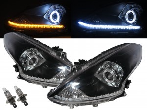 CrazyTheGod VERSA N17 Second generation 2014-Present Facelift Sedan 4D Guide LED Halo LED Bar Headlight Headlamp Black for NISSAN RHD