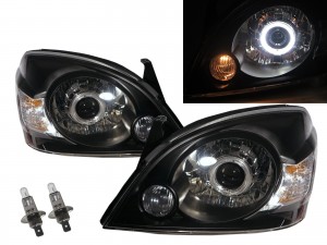 CrazyTheGod X-Trail T30 First generation 2006-2008 SUV 5D Guide LED Angel-Eye Projector Headlight Headlamp Black Taiwan for NISSAN RHD
