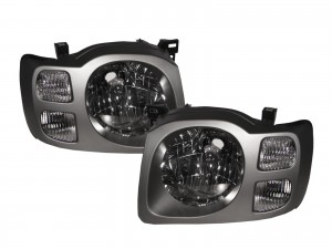 CrazyTheGod Xterra WD22 First generation 2002-2004 FACELIFT SUV 5D Clear Headlight Headlamp Dark Gray for NISSAN LHD
