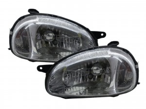 CrazyTheGod Corsa B 1993-2000 Hatchback 3D/5D Clear Headlight Headlamp Chrome for OPEL LHD