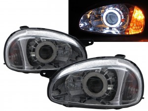 CrazyTheGod Corsa B 1993-2000 Hatchback 3D/5D CCFL Projector Headlight Headlamp Chrome for OPEL LHD