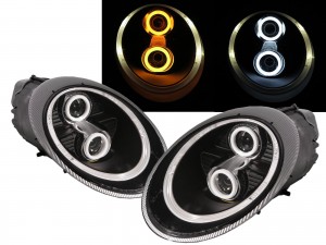 CrazyTheGod CARRERA 911 997 2005-2009 Coupe/Convertible 2D Dual Projector Cotton Halo D2S HID Headlight Headlamp Black for PORSCHE RHD
