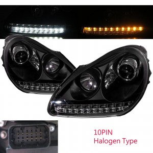 CrazyTheGod CAYENNE 955 9PA First generation 2003-2006 PRE-FACELIFT SUV 5D LED Headlight Headlamp Halogen Black for PORSCHE RHD