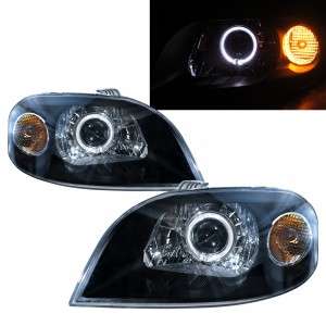 CrazyTheGod G3 Wave 2007-2009 Sedan 4D Guide LED Angel-Eye Projector Headlight Headlamp Black for PONTIAC RHD