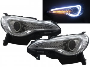 CrazyTheGod BRZ ZN6 2012-present Coupe 2D DRL Dynamic Turn signal Headlight Headlamp Chrome for SUBARU RHD