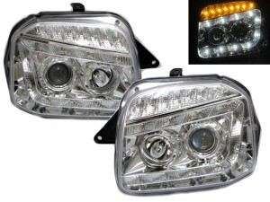 CrazyTheGod Jimny Wide Sierra JB23/JB33/JB43/JB53 Third generation 1998-2018 SUV 2D Projector LED R8Look Headlight Headlamp Chrome for SUZUKI LHD