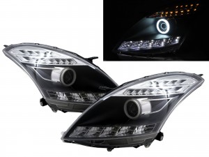 CrazyTheGod Swift ZC72S/ZC82S/ZC32S Third generation 2010-2017 Hatchback 3D/5D Cotton Halo LED Bar Headlight Headlamp Black for SUZUKI RHD