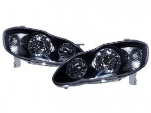CrazyTheGod Corolla E120 Ninth generation 2003-2008 Sedan 4D Clear Halogen Headlight Headlamp Black US for TOYOTA LHD