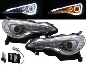 CrazyTheGod FT-86 2012-present Coupe 2D Cotton Halo LED Dynamic Turn Signal D4S Bulb W/S Ballast Headlight Headlamp Chrome for TOYOTA RHD