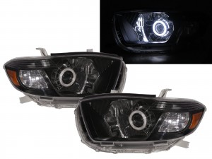 CrazyTheGod Highlander/Kluger XU40 Second generation 2008-2010 PRE-FACELIFT SUV 5D CCFL Projector Headlight Headlamp Black for TOYOTA RHD