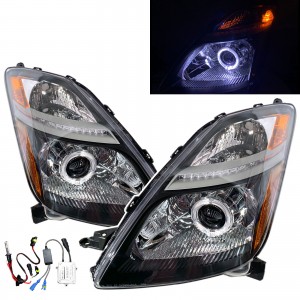 CrazyTheGod PRIUS XW20 Second generation 2006-2009 Hatchback 5D Guide LED Angel-Eye Projector Headlight Headlamp Black for TOYOTA RHD