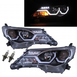 CrazyTheGod RAV4 XA40 Fourth generation 2012-2015 Pre-Facelift SUV 5D LED UBar Projector Headlight Headlamp Black EU for TOYOTA RHD