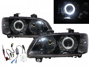 CrazyTheGod VXR8 VXR 2007-2010 Pre-Facelift Sedan 4D Guide LED Angel-Eye Projector HID Headlight Headlamp Black for VAUXHALL RHD
