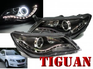 CrazyTheGod TIGUAN 5N First generation 2007-2011 SUV 5D CCFL Projector R8Look Headlight Headlamp Black for VW Volkswagen RHD