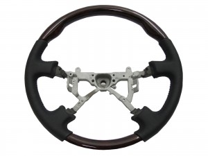 CrazyTheGod LX470 1998-2002 STEERING WHEEL OE DARK WALNUT WOOD BLACK Leather for LEXUS