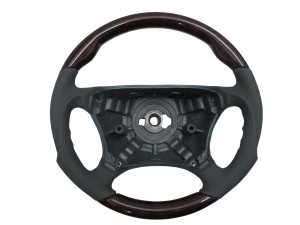 CrazyTheGod W220 1998-2005 -STEERING WHEEL SPORT WALNUT WOOD GRAY Leather for Mercedes-Benz